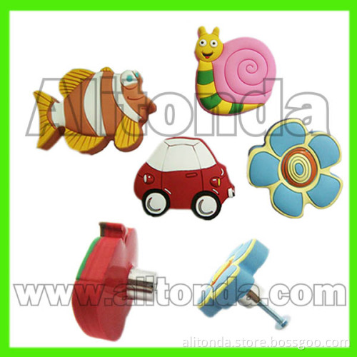 Promotional soft pvc children door drawer cabinet cartoon cute handle and pulls custom